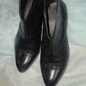 Diba True Black Leather Booties with silver studs